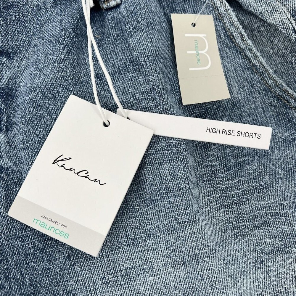 NWT Kancan Women's 90s High Rise Belted Acid Blue Wash Paper bag Waist Size 32 - Picture 2 of 11